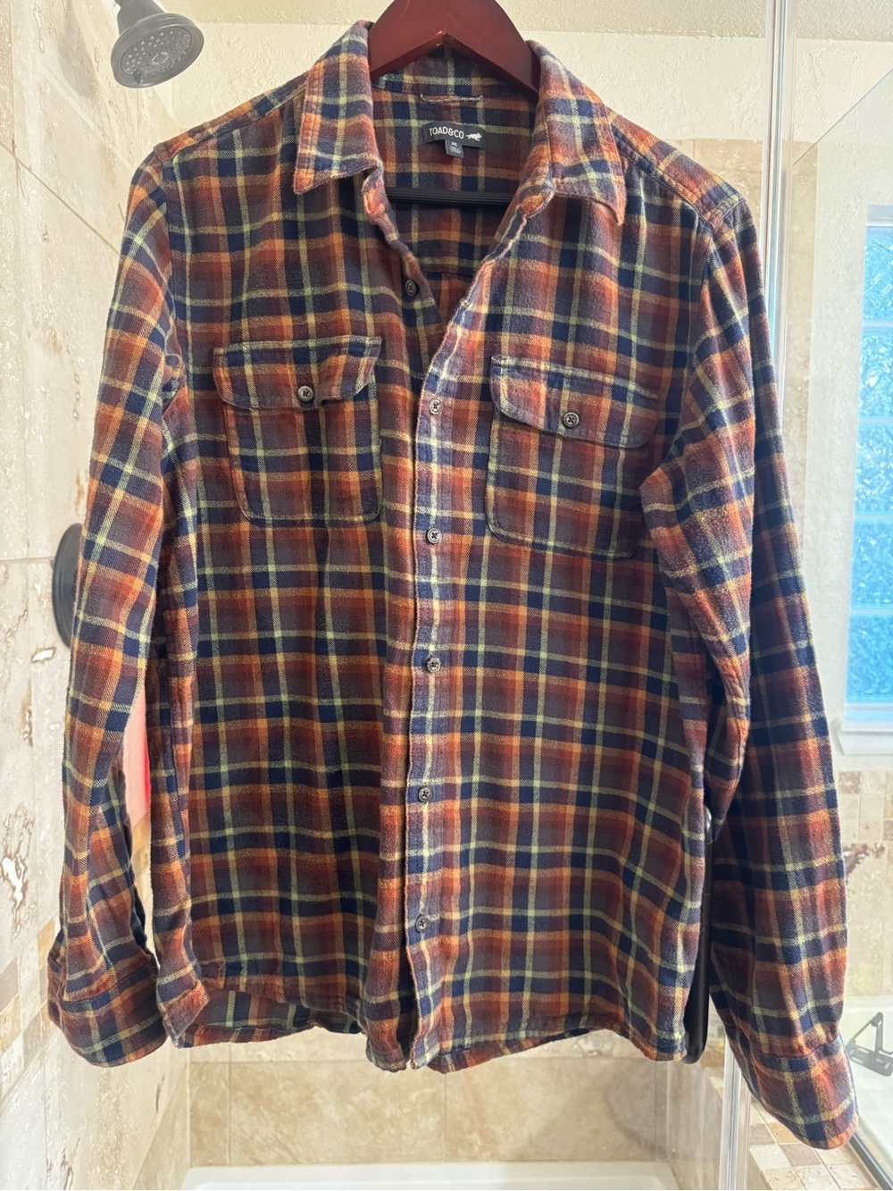 Toad & Co Men's Plaid Flannel Shirt - Navy & Brown